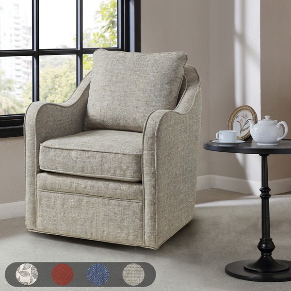 Madison Park Brianne  Wide Seat Swivel Arm Chair in Grey Multi MP103-0985