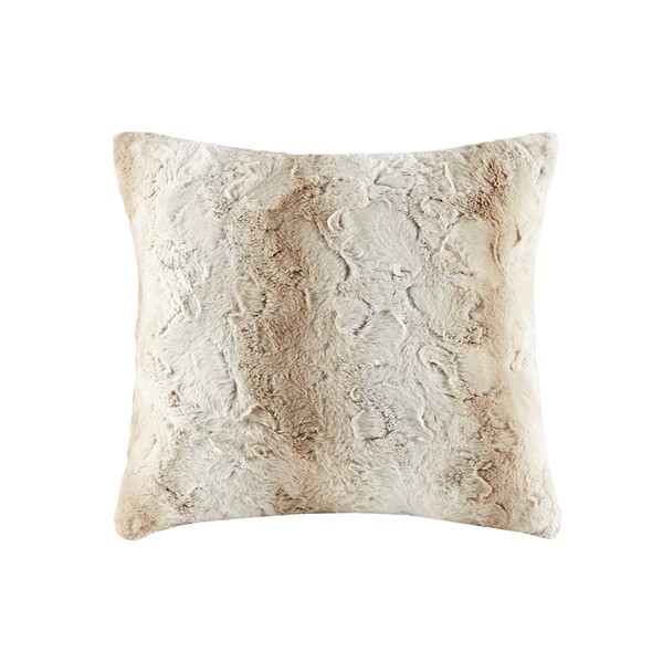 Madison Park Zuri Faux Fur Square Pillow in Sand, 20x20" MP30-4814