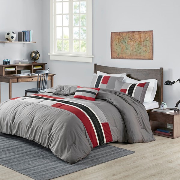 Mi Zone Pipeline Comforter Set in Red, Twin/Twin XL MZ10-188