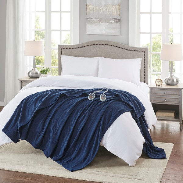 Beautyrest Electric Micro Fleece Heated Blanket in Navy, King BR54-3261