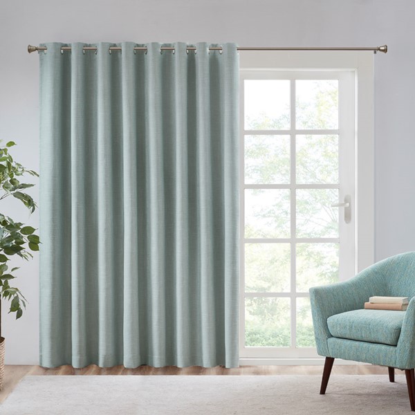 SunSmart Maya Printed Heathered Blackout Window Patio Panel in Dusty Seafoam, 100x84" Blackout SS40-0110