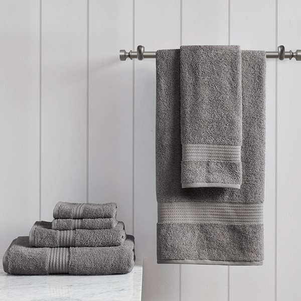 Madison Park Organic 6 Piece Organic Cotton Towel Set in Charcoal, 6-Piece MP73-7473