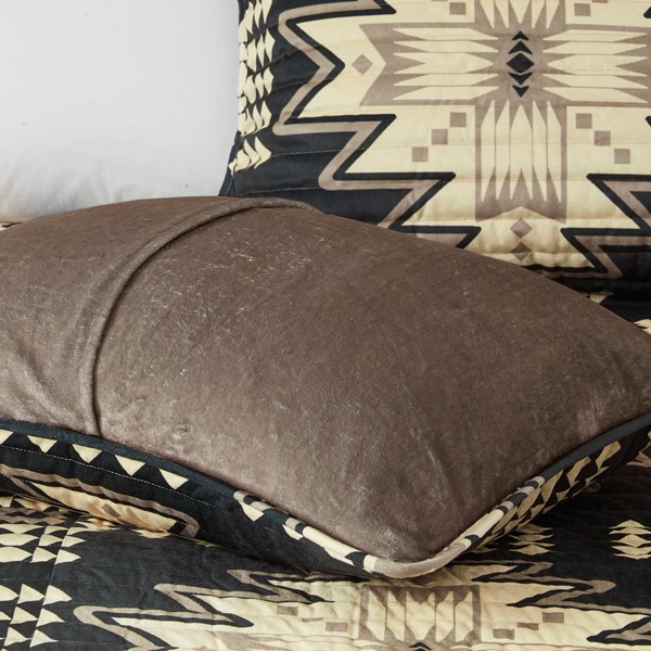 Woolrich Sierra Oversized Print Plush Quilt Set in Tan/Black, King/Cal King WR13-3325