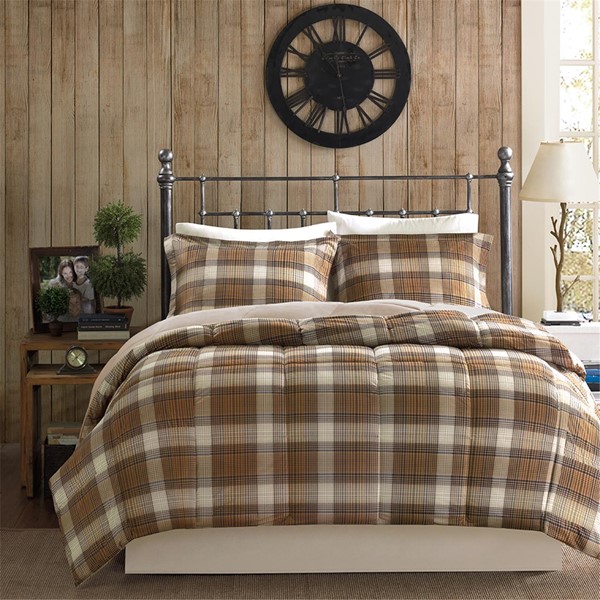 Woolrich Lumberjack Classic Quilting Soft and Cozy Microfiber Solid Reverse Down Alternative Comforter Set, Full/Queen WR10-1058