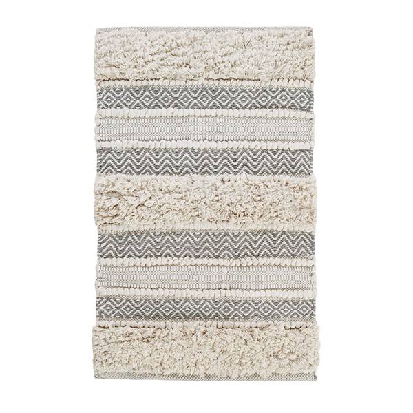 INK+IVY Asher Woven Texture Stripe Bath Rug in Grey, 22x58" II72-1290