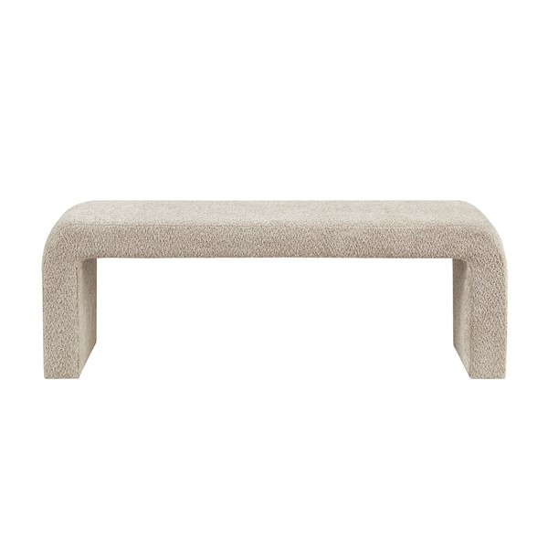 INK+IVY Steve Boucle Waterfall Bench in Beige, 52"W II105-0567