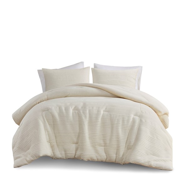 Urban Habitat Wyatt 3 Piece Knitted Jersey Comforter Set in Ivory, Full/Queen UH10-2476