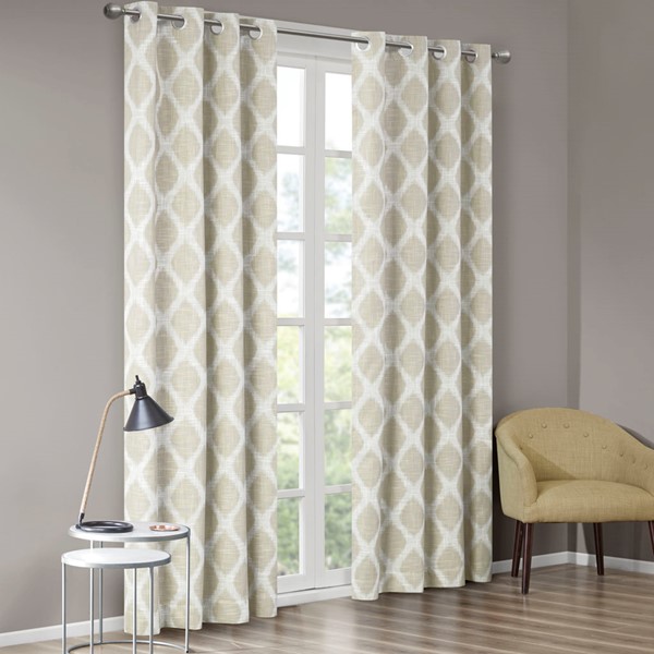 SunSmart Blakesly Printed Ikat Blackout Curtain Panel in Taupe, 50x84" SS40-0072