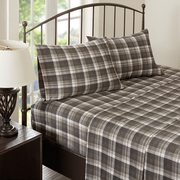 Woolrich Cotton Flannel Sheet Set in Brown Plaid, King WR20-1797