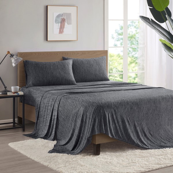 Urban Habitat Comfort Cool Jersey Knit Nylon Blend Sheet Set in Black, Twin UH20-2466