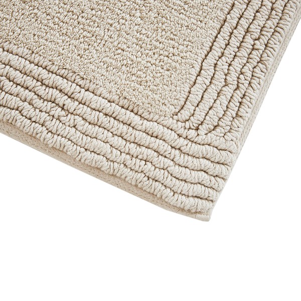 Madison Park Signature Splendor 100% Cotton Tufted 3000 GSM Reversible Bath Rug in Natural, 24x72" MPS72-449