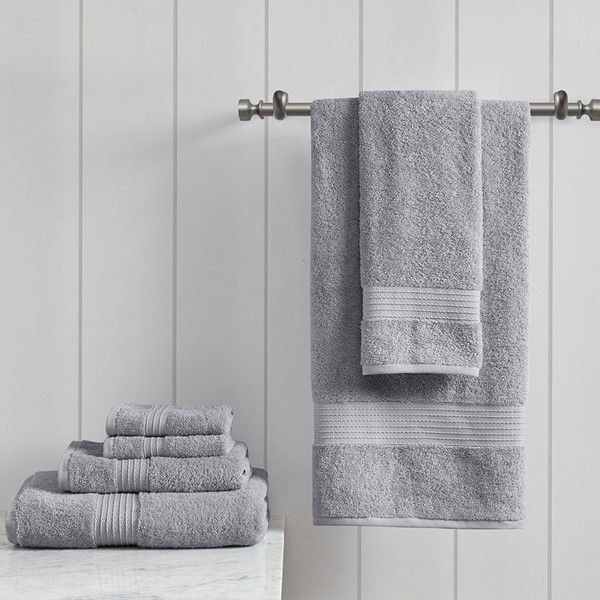 Madison Park Organic 6 Piece Organic Cotton Towel Set in Grey, 6-Piece MP73-5137