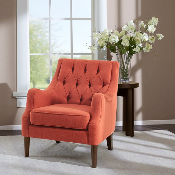 Madison Park Qwen Button Tufted Accent Chair in Spice MP100-1054