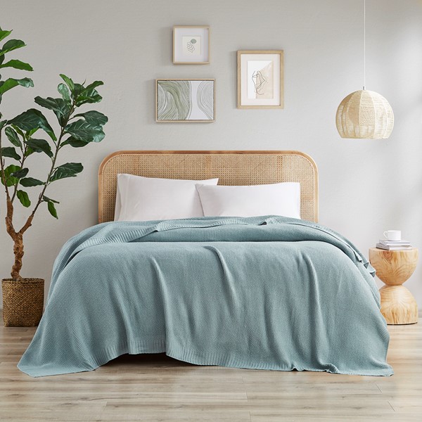 INK+IVY Bree Knit Blanket in Light Blue, King II51-1310