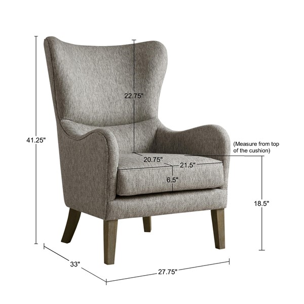 Madison Park Arianna Swoop Wing Chair in Grey FPF18-0429