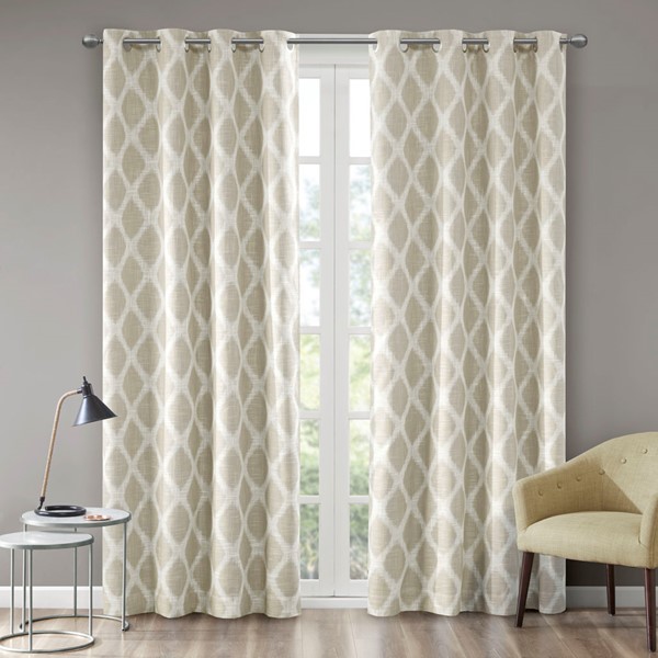 SunSmart Blakesly Printed Ikat Blackout Curtain Panel in Taupe, 50x84" SS40-0072