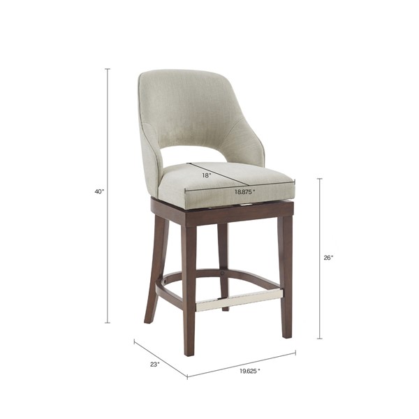 Madison Park Jillian Counter  Stool With Swivel Seat in Cream MP104-1074