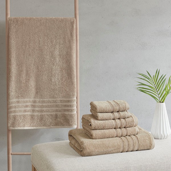 Clean Spaces Nurture Sustainable Antimicrobial Bath Towel 6 Piece Set in Natural, 6-Piece LCN73-0131