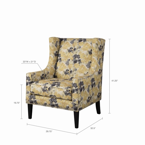 Madison Park Barton Wing Chair in Yellow FPF18-0418