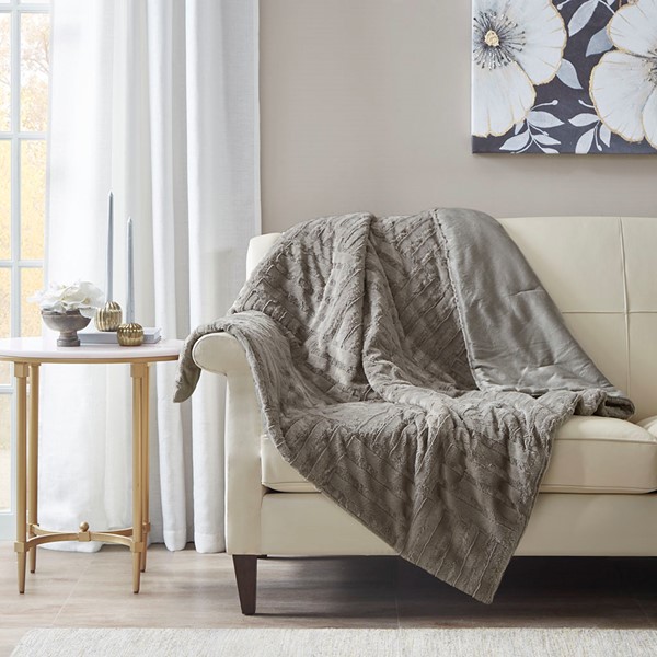 Madison Park Arctic Ultra Plush Down Alternative Throw in Grey, 50x60" BASI50-0414