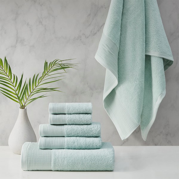 Beautyrest Nuage Cotton Tencel Blend Antimicrobial 6 Piece Towel Set in Seafoam, 6-Piece BR73-3754