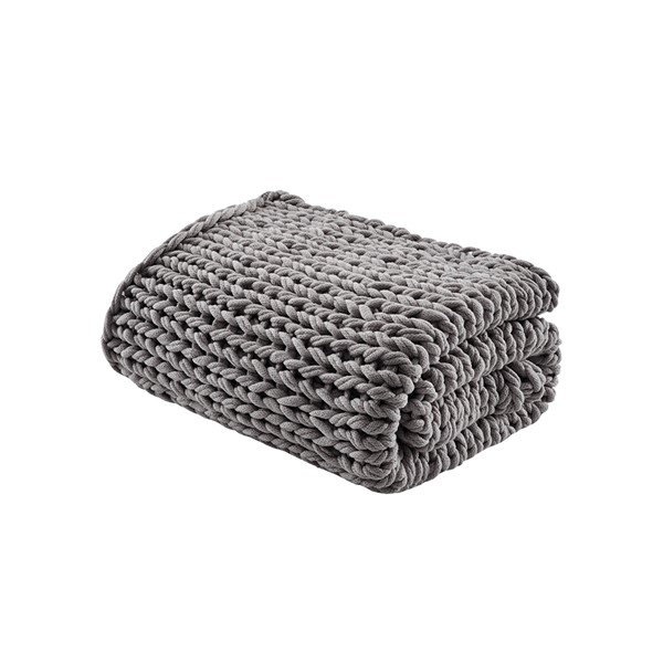 Madison Park Chunky Double Knit Handmade Throw Blanket in Charcoal, 50x60" MP50-7315