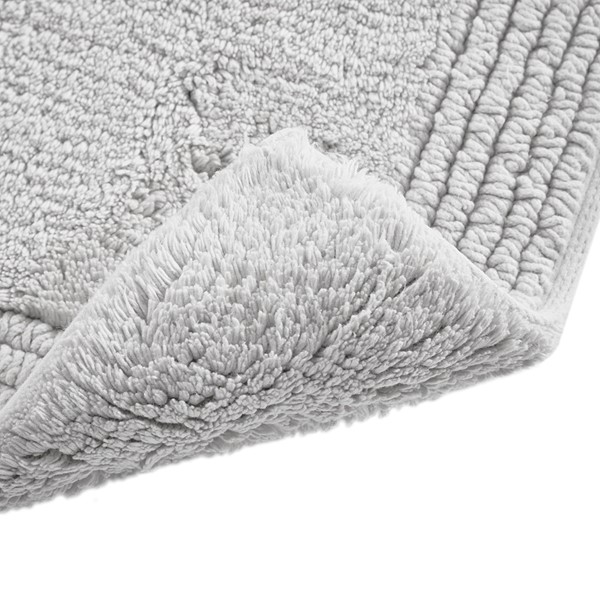 Madison Park Signature Splendor 100% Cotton Tufted 3000 GSM Reversible Bath Rug in Grey, 21x34" MPS72-473