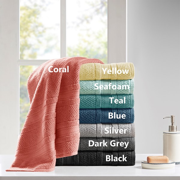 Madison Park Essentials Adrien Super Soft Cotton Quick Dry Bath Towel 6 Piece Set in Dark Gray, 6-Piece MPE73-665