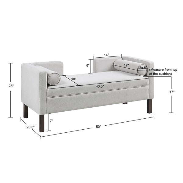 Madison Park Bradford Upholstered Accent Bench in Gray MP105-1185