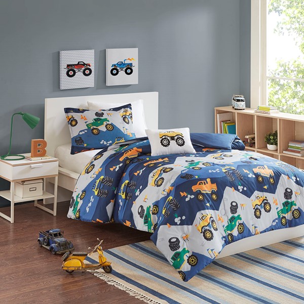 Mi Zone Kids Nash Monster Truck Comforter Set in Blue, Full/Queen MZK10-165