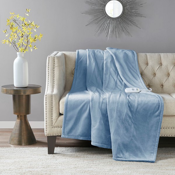 Serta Plush Heated Throw in Light Blue, 50x60" ST54-0121