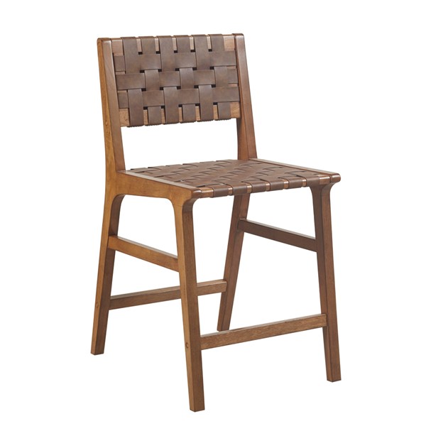 INK+IVY Oslo Faux Leather Woven Counter Stool 24"H in Brown II104-0511