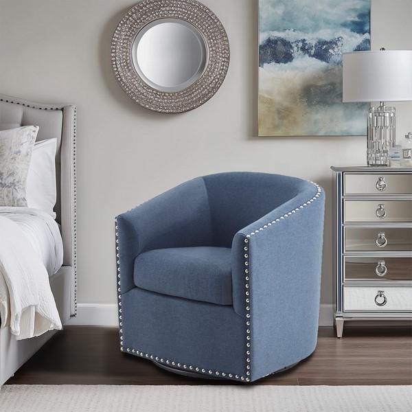 Madison Park Tyler Swivel Chair in Blue MP103-1103