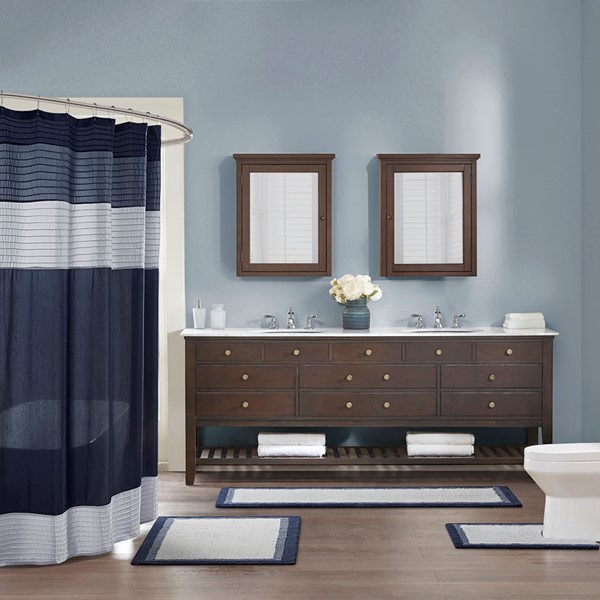 Madison Park Amherst Cotton Tufted Bath Rug in Navy, 24x60" MP72-6206