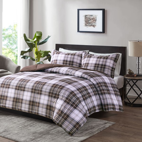 Madison Park Essentials Parkston 3M Scotchgard Down Alternative All Season Comforter Set in Brown, Twin/Twin XL MPE10-948