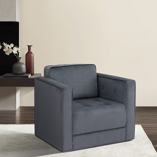 Martha Stewart Madrid 360 Degree Upholstered Swivel Chair in Gray MT103-1188