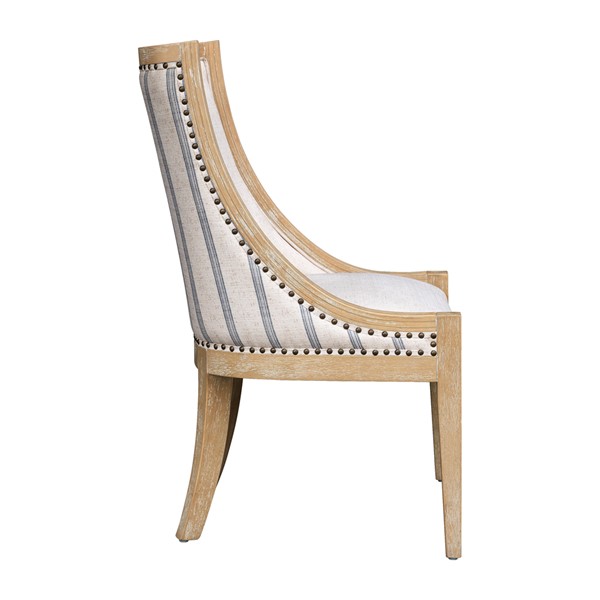 Martha Stewart Elmcrest Upholstered Dining Chair with Nailhead Trim in Beige Stripe MT108-1197