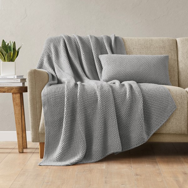 INK+IVY Bree Knit Oblong Pillow Cover in Grey, 12x20" II30-1141