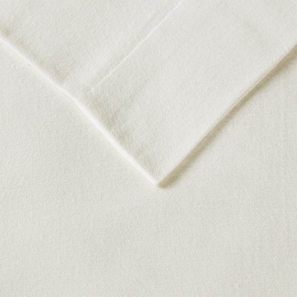 True North by Sleep Philosophy Cozy Cotton Flannel Printed Sheet Set in Ivory Solid, Twin TN20-0111