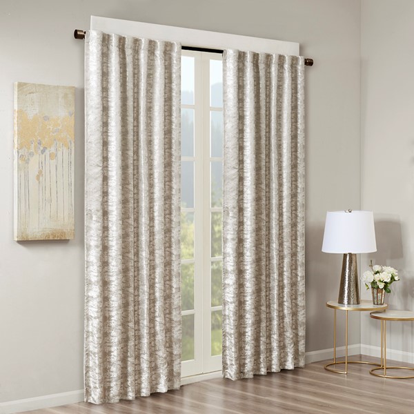 SunSmart Cassius Jacquard Lined Total Blackout Rod Pocket/Back Tab Curtain Panel in Grey/Silver, 50x108" SS40-0099