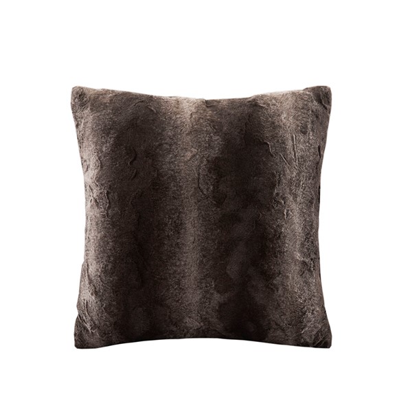 Madison Park Zuri Faux Fur Square Pillow in Brown, 20x20" MP30-1914