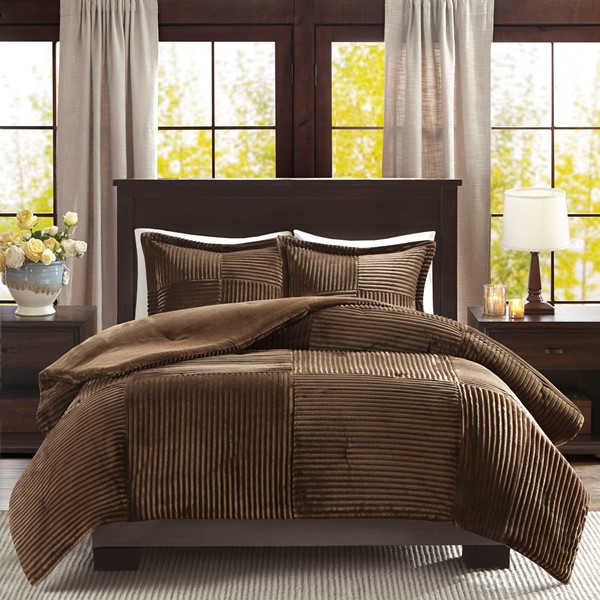 Madison Park Parker Plush Down Alternative Comforter Set in Brown, King/Cal King BASI10-0422