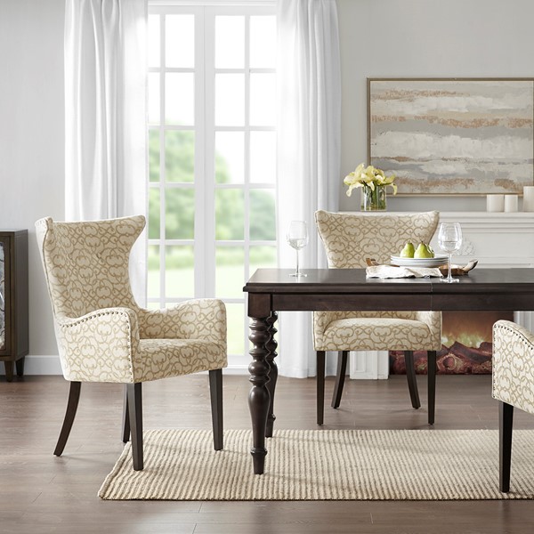 Madison Park Angelica Arm Dining Chair (set of 2) in Tan MP108-0767