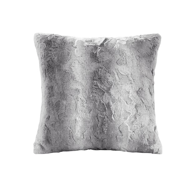 Madison Park Zuri Faux Fur Square Pillow in Grey, 20x20" MP30-2831