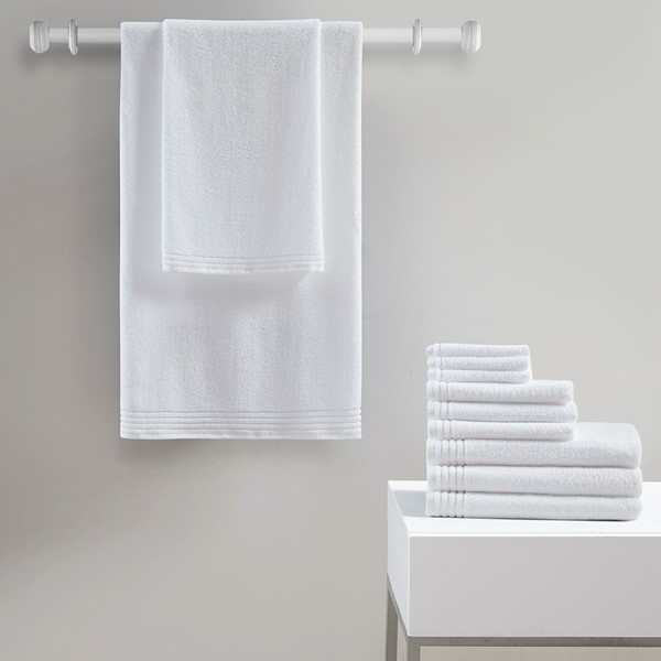 510 Design Big Bundle 100% Cotton Quick Dry 12 Piece Bath Towel Set in White, 12-Piece 5DS73-0200