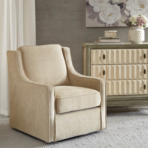 Madison Park Harris Chenille Swivel Chair in Cream MP103-0287