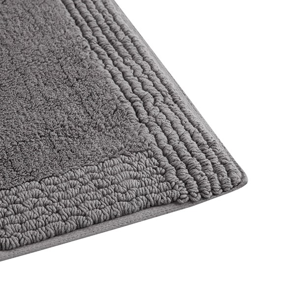 Madison Park Signature Splendor 100% Cotton Tufted 3000 GSM Reversible Bath Rug in Charcoal, 21x34" MPS72-517