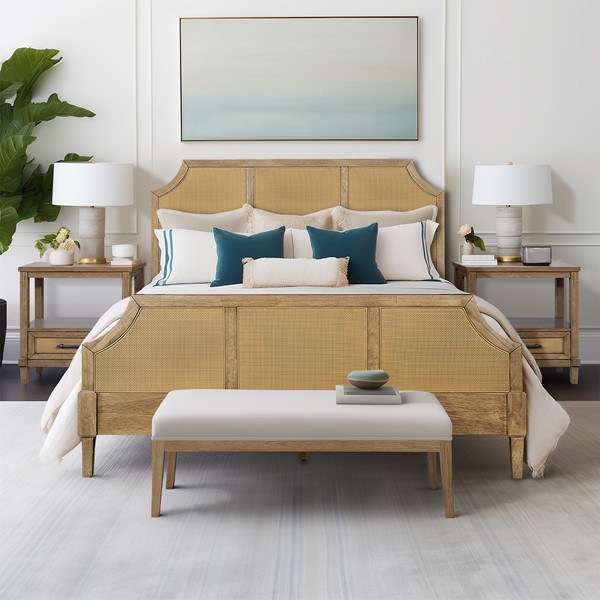 Martha Stewart Salina Woven Cane Queen Platform Bed in Toasted Almond MT115-1210