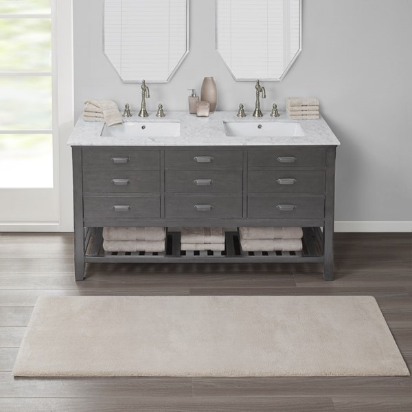 Madison Park Signature Marshmallow Bath Rug Collection in Taupe, Contour MPS72-387