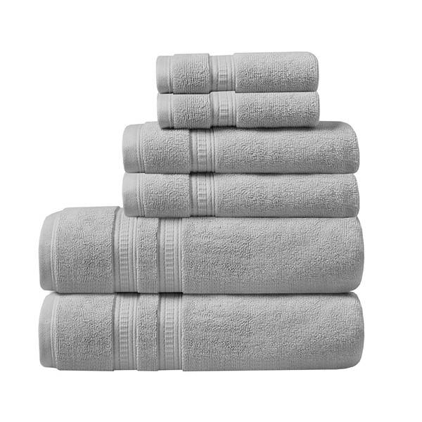 Beautyrest Plume 100% Cotton Feather Touch Antimicrobial Towel 6 Piece Set in Grey, 6-Piece BR73-2439